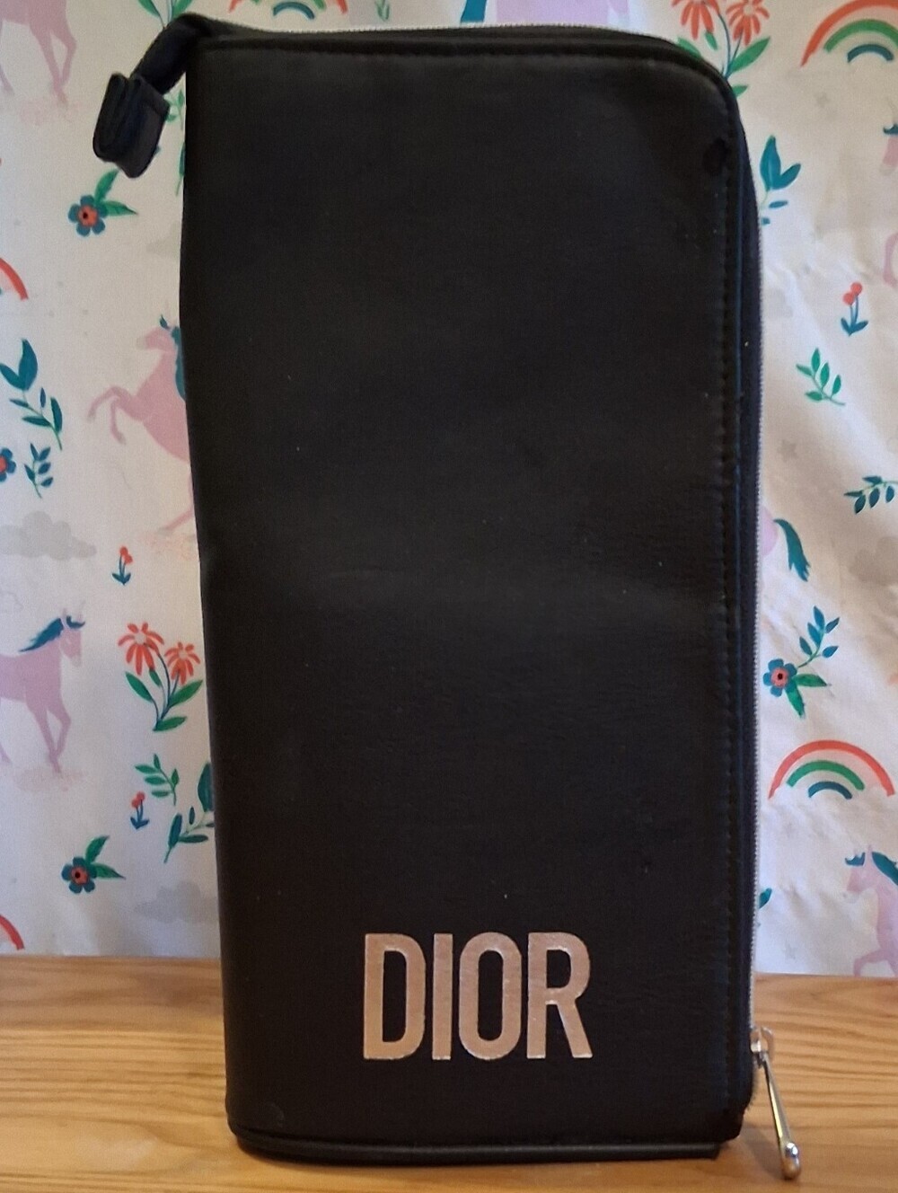 Christian Dior Beauty Black Vegan Travel Cosmetic Makeup Beauty Brush Bag